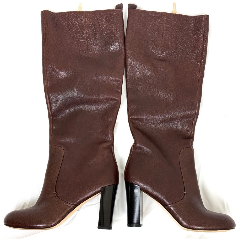 Nine West Sabora Brown Leather High Heel Winter Boots Size 8 - Picture 7 of 10